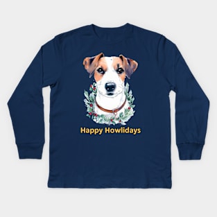 Happy Howlidays Jack Russell Terrier Kids Long Sleeve T-Shirt